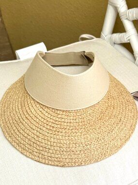 WYETH Effie Natural Straw Cotton Sun Visor Hat UPF 50+ NWT